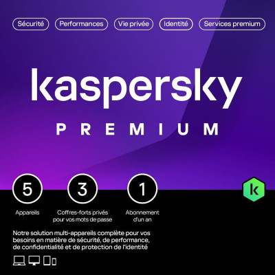 Kaspersky Anti-Virus 2023 Premium - Licence 5 postes 1(KL10478BEFS-SLIMMAG) an