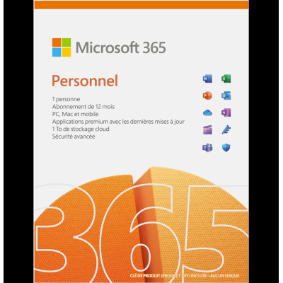 Microsoft 365 Personal Français - 1 an / 1 PC (QQ2-01735)