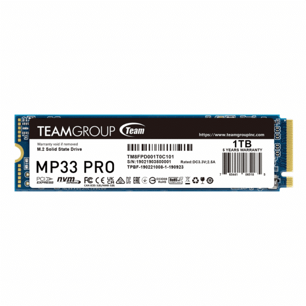 Team Group MP33 PRO Disque Dur SSD – 1TB M.2 Nvme (TM8FPD001T0C101)