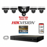 Hikvision Kit Vidéo Surveillance PRO IP : 4x Caméras POE Dômes motorisée IR 20M 4MP + Enregistreur NVR 4 canaux H265+ 2000 Go (IRFVAB5S5BIS)